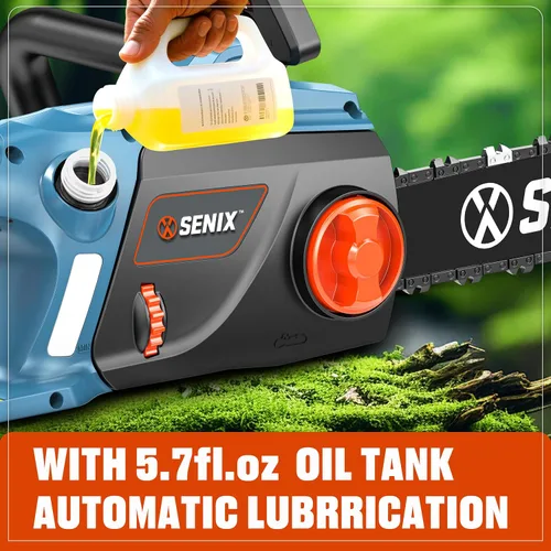 Miniatura 6 de SENIX Motosierra eléctrica de 12 amperios, extremidades y leña, mango auxiliar lateral
