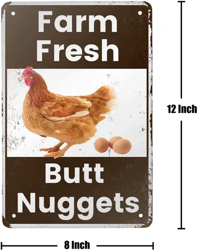 Miniatura 3 de Letrero de metal vintage de hojalata – Nuggets de granja fresca – Venta de huevos de gallina, mercado, granja, granero, baño, patio, regalos