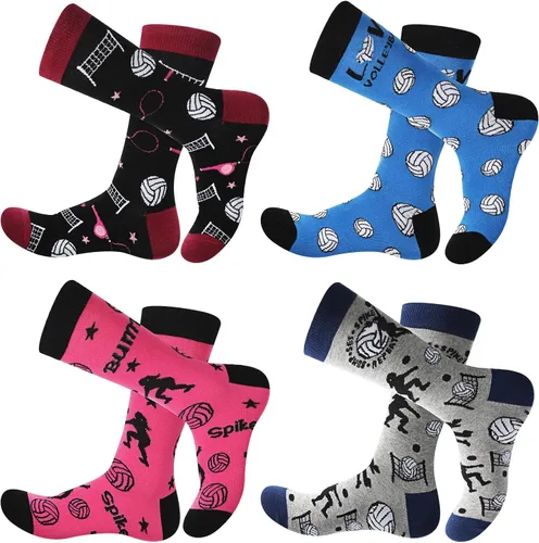 Vicenpal 4 pares de calcetines novedosos de fútbol americano, baloncesto, fútbol, golf, calcetines casuales de regalo, para hombres, mujeres,