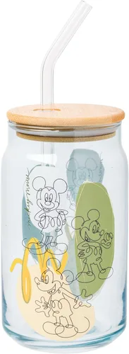 Miniatura 12 de Silver Buffalo Disney Alice in Wonderland Tarro de vidrio con tapa de bambú y pajita de vidrio, 16 onzas