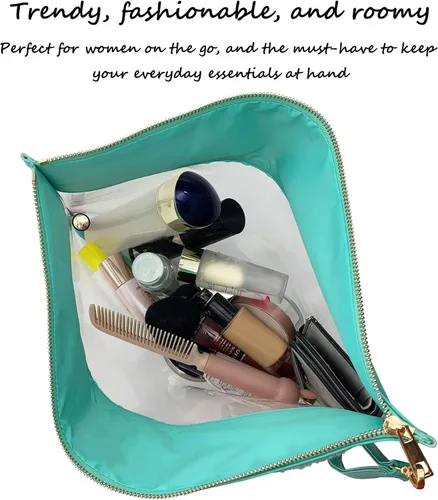 Miniatura 5 de HAIBOLAN Monogram Clear Stadium Purse Bag Chenille Letter Travel Patch Pouch Snack Makeup Wristlet