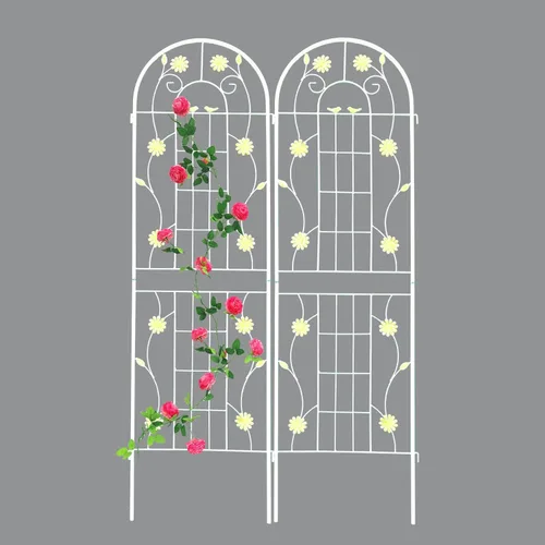 Paquete de 2 enrejados de jardín de metal de 71 x 19.7 pulgadas, romántica francesa, a prueba de óxido, soporte de flores vegetales, enrejado de