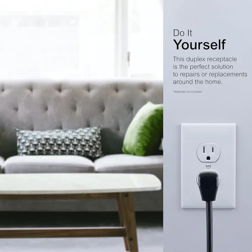 Miniatura 3 de GE Enchufe dúplex a tierra, receptáculo de pared, tomas resistentes a manipulaciones, toma eléctrica de 3 puntas, fácil de instalar, 15 amperios