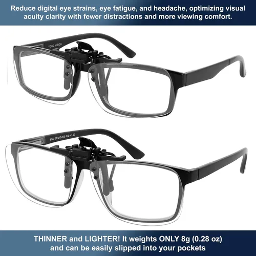 Miniatura 3 de Yogo Vision Blue Light Clip on Computer Glasses Video Gaming Glasses Easy Fit Digital Eyestrain Eye Protection (2 Pack)