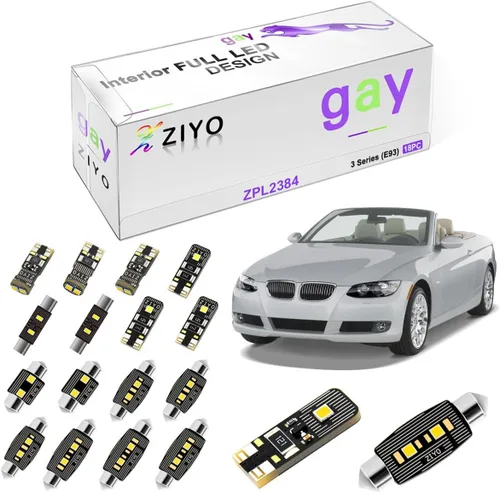 Miniatura 9 de ZIYO Kit de luces interiores LED de reemplazo para BMW E90 E91 E92 E93 Serie 3 2005-2013, bombillas LED de domo blanco xenón 6000K de 18 bombillas