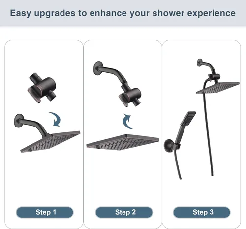 Miniatura 3 de BRIGHT SHOWERS Válvula desviadora de brazo de ducha para cabezal de ducha manual y cabezal rociador fijo, válvula desviadora de cabezal de ducha