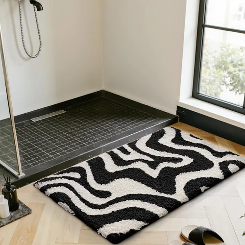 Miniatura 4 de LUMI Alfombra de baño antideslizante estética moderna, ultra suave, absorbente, lavable, de secado rápido, alfombras de piso de alta calidad