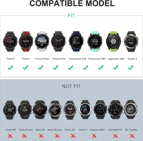 Miniatura 3 de OVERSTEP Correa de reloj compatible con Garmin Fenix 6, correa de repuesto de ajuste rápido de 0.866 pulgadas para reloj inteligente Fenix 6