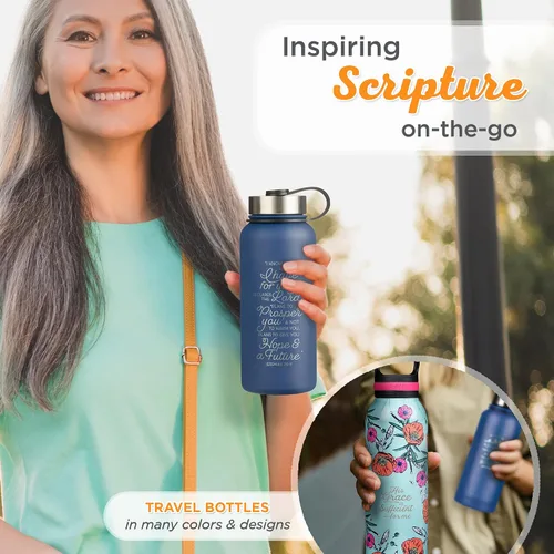 Miniatura 6 de Christian Art Gifts Botella de Agua Grande de Acero Inoxidable de Doble Pared Sellada al Vacío Aislada para Mujeres, Hombres y Graduados: I Know the