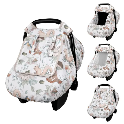 Miniatura 12 de Funda para Asiento de Coche para Bebé Niña, Funda de Asiento de Coche de Invierno Cálida para Bebé, Toldo Infantil para Asiento de Coche con Ventana