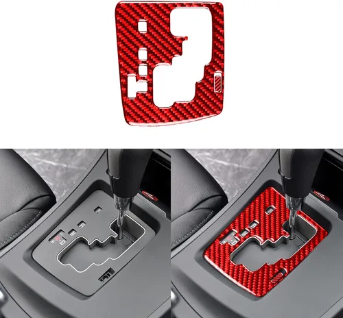 Miniatura 13 de Accesorios de fibra de carbono suave real para interior de coche, panel de cambio de marchas, cubierta de cenicero, calcomanía negra compatible