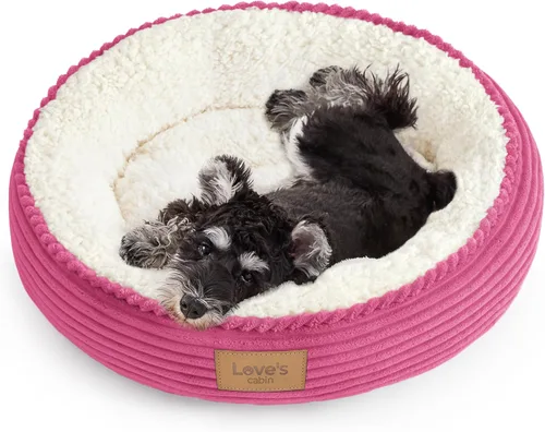 Miniatura 63 de Love's cabin Cama redonda acolchada para gatos y perros, cama para mascotas de 20 pulgadas para gatos o perros pequeños, parte inferior Violeta