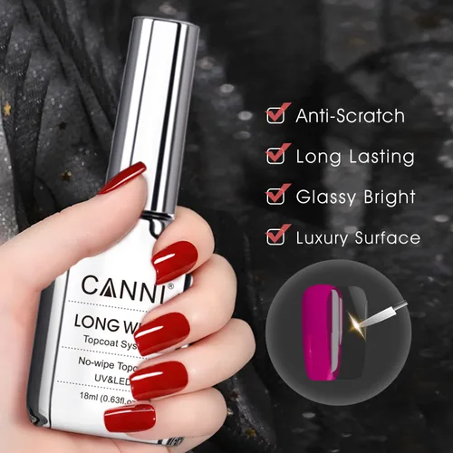 Miniatura 2 de CANNI Capa superior de gel que no se limpia de 0.6 fl oz, esmalte de uñas de gel resistente a los arañazos, esmalte de uñas de alto brillo y larga