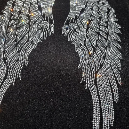 Miniatura 3 de Rhinestop - Alas de ángel de cristal transparente con diamantes de imitación, diseño de transferencia de calor, parche para planchar, diseños
