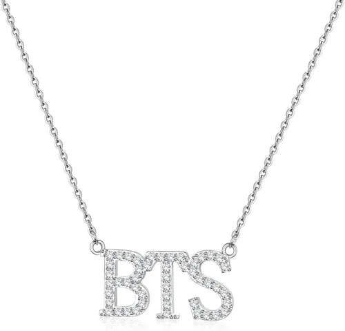 YANENG KPOP Bangtan - Collar con colgante de circonita cúbica para fanáticos del ejército regalo para mujeres y niñas Metal Circonia cúbica