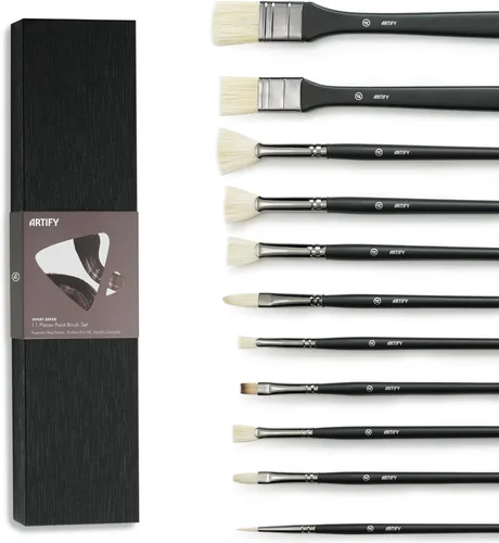 ARTIFY - Juego de pinceles para pintura al óleo, 11 piezas, juego de pinceles de pintura para artistas profesionales para aceite, acrílico y