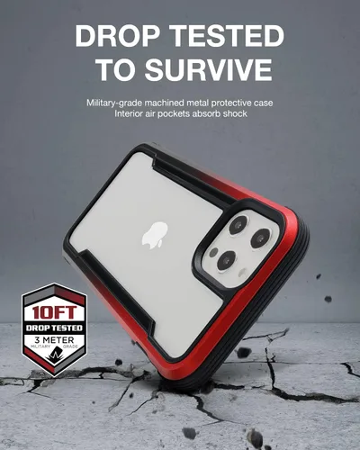 Miniatura 3 de Raptic Shield - Funda compatible con iPhone 12 Pro Max, protección contra golpes, marco de aluminio duradero, probada para caídas de 10 pies de Rojo
