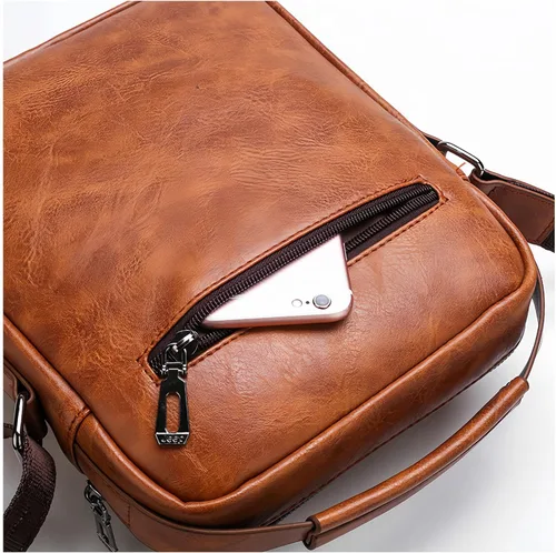 Miniatura 6 de Bolso cruzado pequeño, bolso de hombro para hombre, bolso de cuero vintage para oficina y negocios para hombres, bolso de mano con cremallera