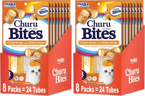 Miniatura 9 de INABA Churu Bites para gatos, golosinas para gatos horneadas y suaves rellenas de pollo con vitamina E, 0.35 onzas cada tubo, 24 tubos en total