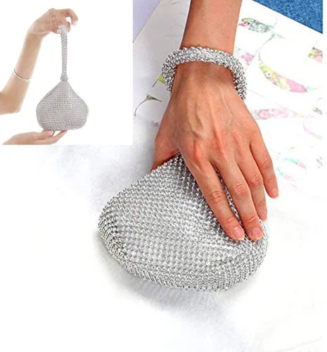 Miniatura 4 de VISTATROY Bolso de noche para mujer, con diamantes de imitación brillantes, triangular, cadena de diseñador, bolso de mano para fiesta, graduación
