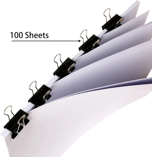 Miniatura 4 de SANNIX 36 PIEZAS Clips de Carpeta Medianos, Clips de Carpeta de 1-1/4 Pulgadas 32mm Clips de Papel Negro Tamaño Mediano para Oficina Hogar Escuela