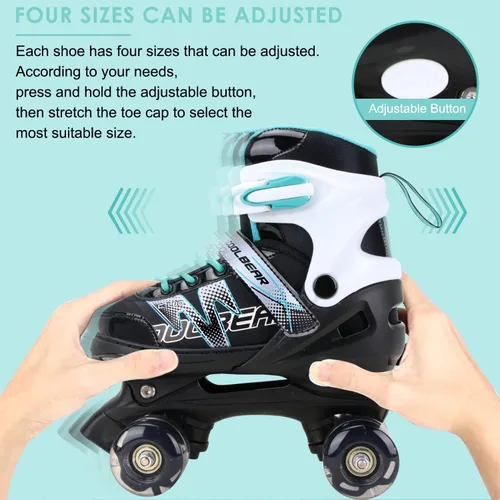 Miniatura 2 de Patines en línea ajustables para niñas y mujeres, todas las 8 ruedas de los patines de niña brillan, iluminación segura y divertida para niños negro