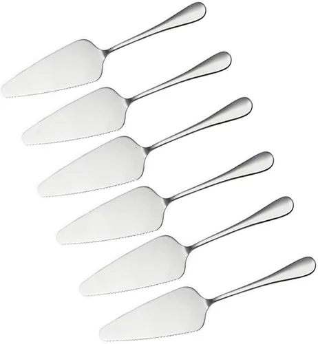 Paquete de 6 moldes de acero inoxidable para tartas de pizza, servidor, pastel, pastel, pizza, pala, cortador (plata)