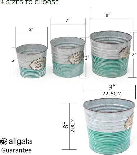 Miniatura 4 de allgala Maceta galvanizada para decoración interior y exterior-7 "-HD60073