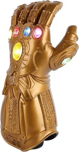 Thanos - Guantelete infinito guantes Thanos de PVC con luz LED regalo para Navidad fiesta de carnaval para adultos dorado talla XL