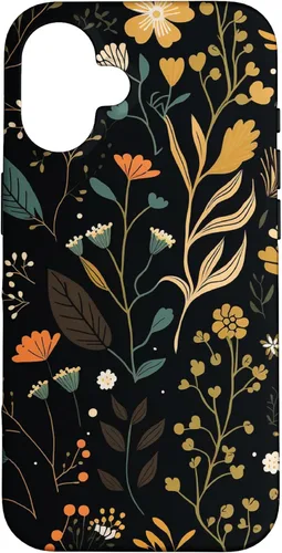Miniatura 31 de Funda negra para iPhone 12/12 Pro con diseño floral, estética, simple, bohemio, moderno, flores botánicas