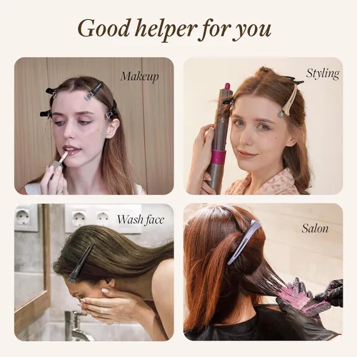 Miniatura 3 de Paquete de 12 clips para seccionamiento de cabello, clips de pico de pato sin arrugas con banda de silicona, 4.4 pulgadas, antideslizantes