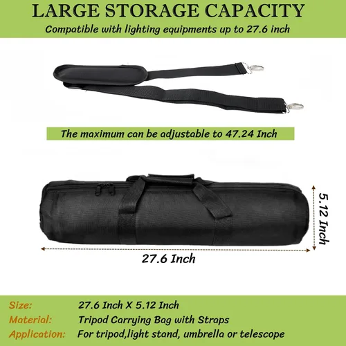 Miniatura 3 de BLIRITEL Funda de transporte para trípode de 27.6 pulgadas, bolsa de trípode acolchada resistente con correa para el hombro para soporte ligero