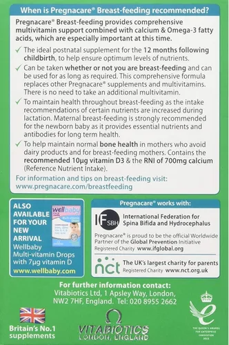 Miniatura 2 de Vitabiotic Pregnacare Breastfeeding 56 pestañas/28 cápsulas x 1 por Vitabiotics