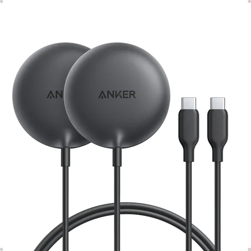 Anker Zolo Cargador inalámbrico magnético, paquete de 2 unidades con certificación Qi2 de 15 W compatible con MagSafe, almohadilla de carga Negro
