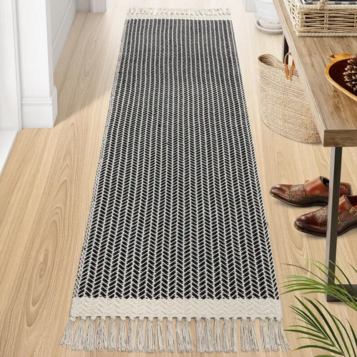 Miniatura 24 de Lahome Alfombras de baño bohemias, alfombra pequeña de 2 x 3 pies, alfombra ligera para entrada, alfombra de algodón tejida con borlas, alfombra