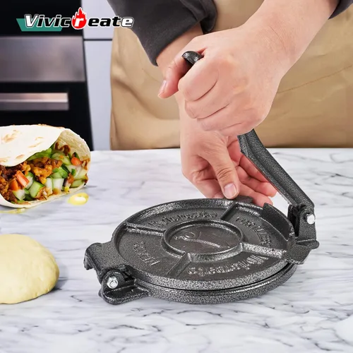 Miniatura 3 de Vivicreate Prensa de tortilla de hierro fundido de 7.5 pulgadas, fabricante de tortillas de alta resistencia para tortillas de maíz, tacos