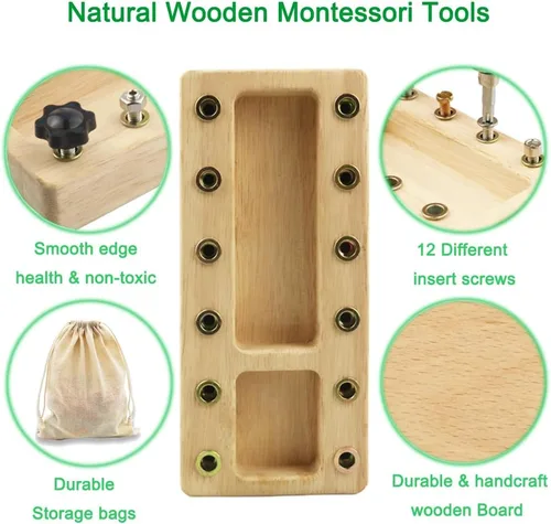 Miniatura 3 de Inslat Montessori - Juego de tablero de destornillador, herramienta de juguete Montessori de madera para niños de 3, 4 y 5 años, tablero