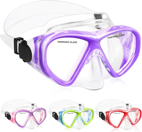 Miniatura 8 de ACQCES Gafas de natación para niños, máscara de buceo para niños y niñas de 5 a 15 años, gafas de natación antivaho de dos colores con cubierta