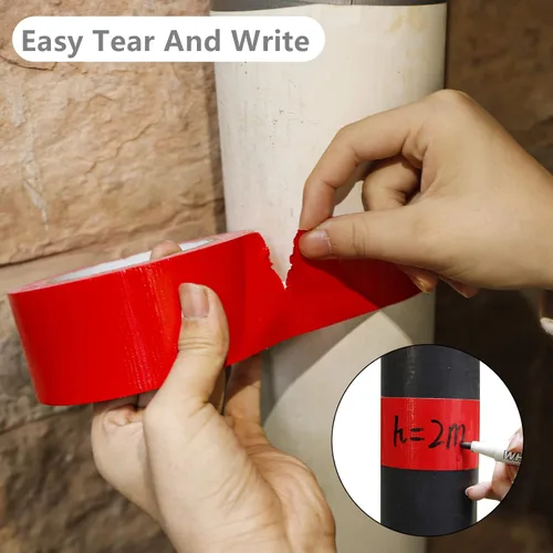 Miniatura 3 de COSIMIXO Paquete de 5 cintas adhesivas rojas resistentes, 2 pulgadas x 30 yardas, fuerte, flexible, sin residuos, para todo tipo de clima y desgarro