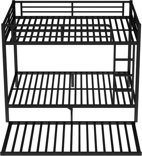Miniatura 3 de Bellemave Litera de metal con nido, litera individual sobre matrimonial con barandilla y escalera para niños/adolescentes, adultos, no necesita
