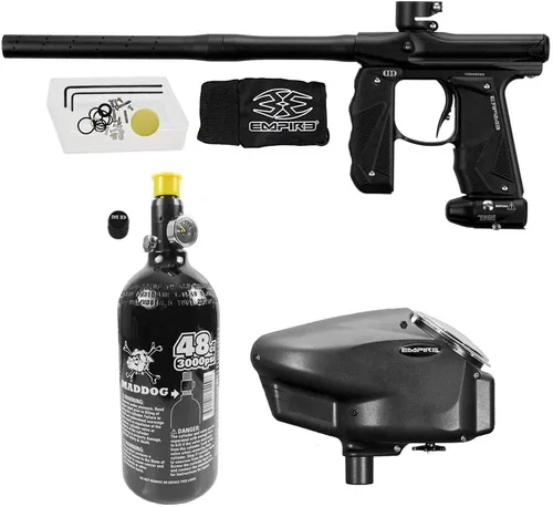 Maddog Empire Mini GS - Marcador electrónico completo para pistola de paintball con tanque de paintball 48/3000 HPA y paquete de inicio de cargador