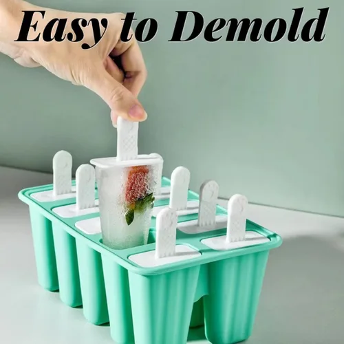 Miniatura 2 de AuraGlor Juego de 12 moldes reutilizables para paletas de silicona, moldes para hacer helados, moldes para helados, accesorios de cocina, fácil