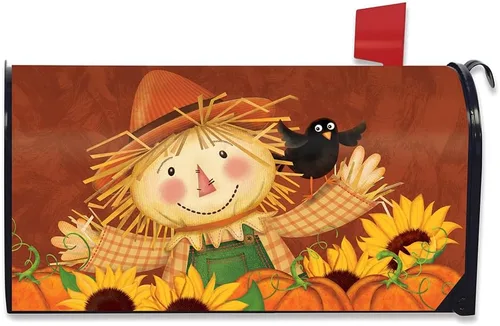 Briarwood Lane Funda para buzón de otoño de espantapájaros feliz