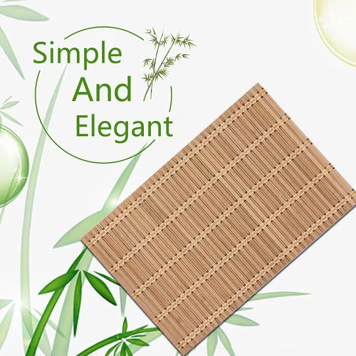Miniatura 5 de NETEHA Juego de 4 manteles individuales de bambú natural, cuadrados de madera, adecuados para manteles individuales de bambú antideslizantes