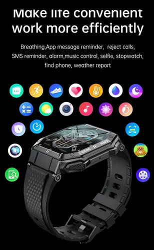 Miniatura 8 de Samsung Galaxy S23 Ultra Reloj inteligente militar para hombres (respuesta/hacer llamadas), 1.85 pulgadas HD táctico deportivo resistente, reloj