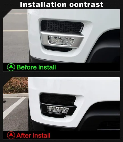 Miniatura 3 de Negro ABS delantero niebla luz lámpara cubierta Trim 2 unids para Land Rover Range Rover Sport 2014-2018 (negro)