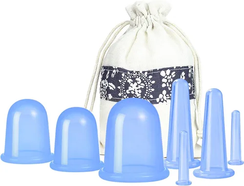 Juego de terapia de ventosas, 7 piezas de silicona anti celulitis, tazas de masaje con succión al vacío, juegos de ventosas faciales, masajeador