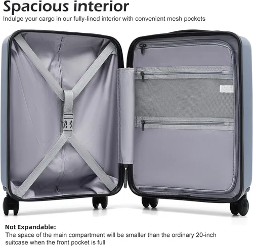 Miniatura 5 de COOLIFE Maleta de equipaje conjunto de ABS+policarbonato Spinner Trolley con bolsillo, compartimento. Bolsa para fin de semana.