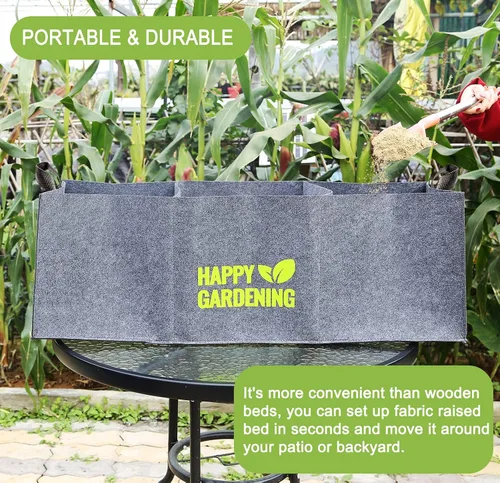 Miniatura 5 de Bolsas de cultivo de tela, paquete de 2 camas de jardín elevadas con asa para jardinería de hierbas vegetales, macetas de tela para interiores