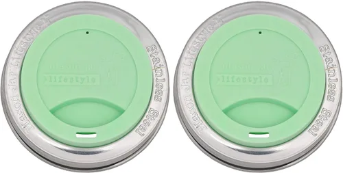 Miniatura 10 de Tapa de silicona para beber con banda de acero inoxidable para tarros Mason (Americana multicolor, boca regular)